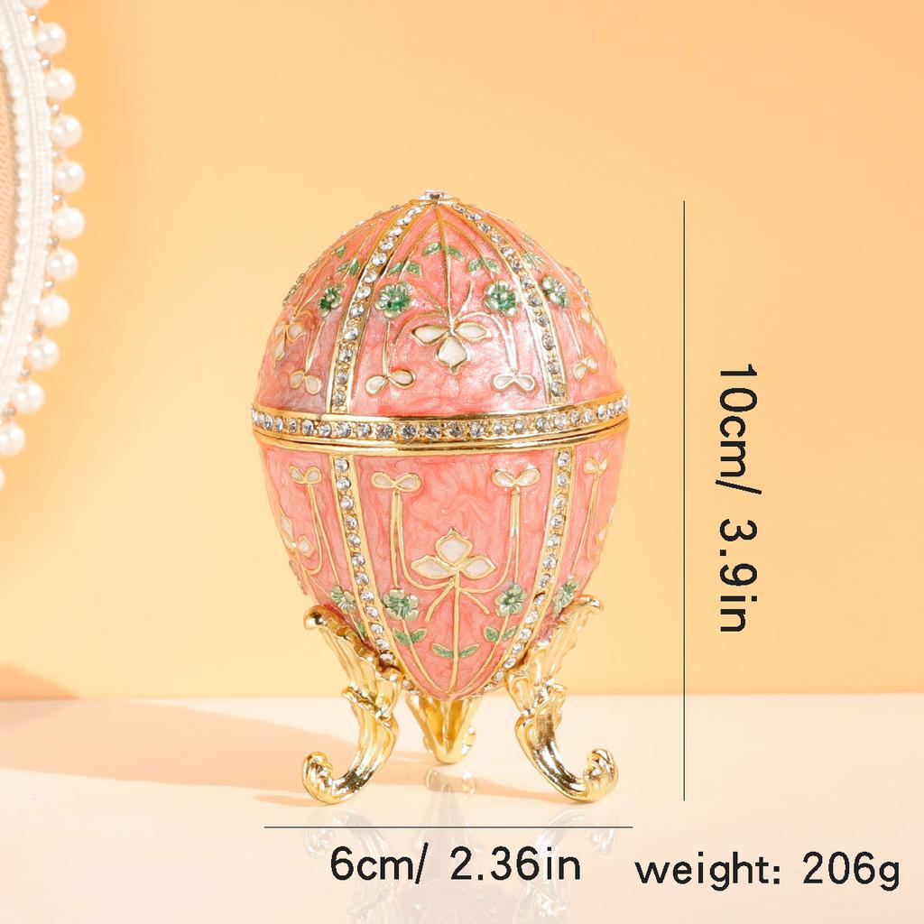 1Pc Faberge Egg Style Enamelled Jewelry Trinket Box Hinged Unique Gift for Home Decor