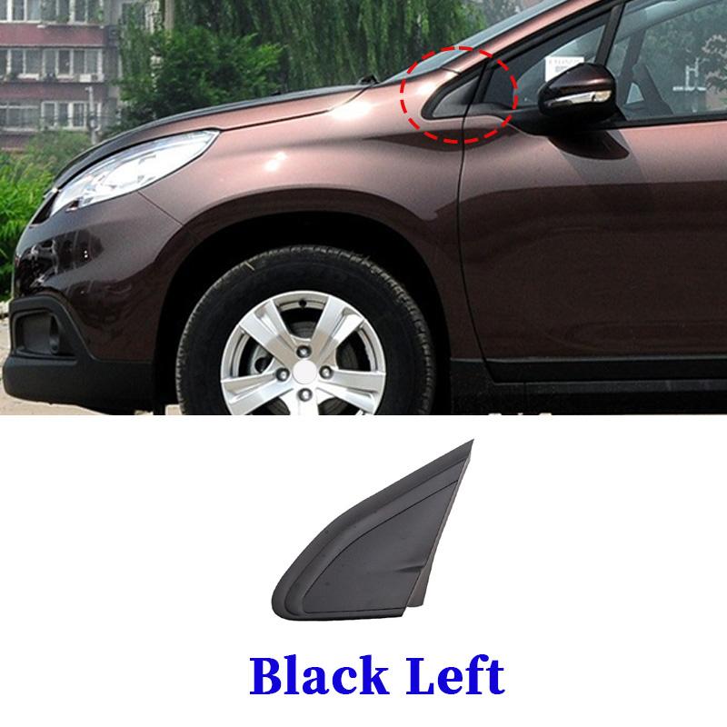 For Peugeot 2008 Front Window Glass Triangle Decorative Plate Garnish Cover Door Panel Side Mirror Trim Exterior Car Accessories Black Left