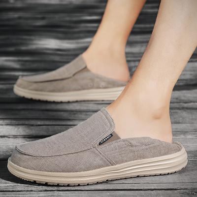 Zapatillas de Lona para Hombre para Exteriores Zapatillas de Conducir Negras Casuales Slip-on Zapatos de Punta Ancha para Distancia Mayor Talla Grande
