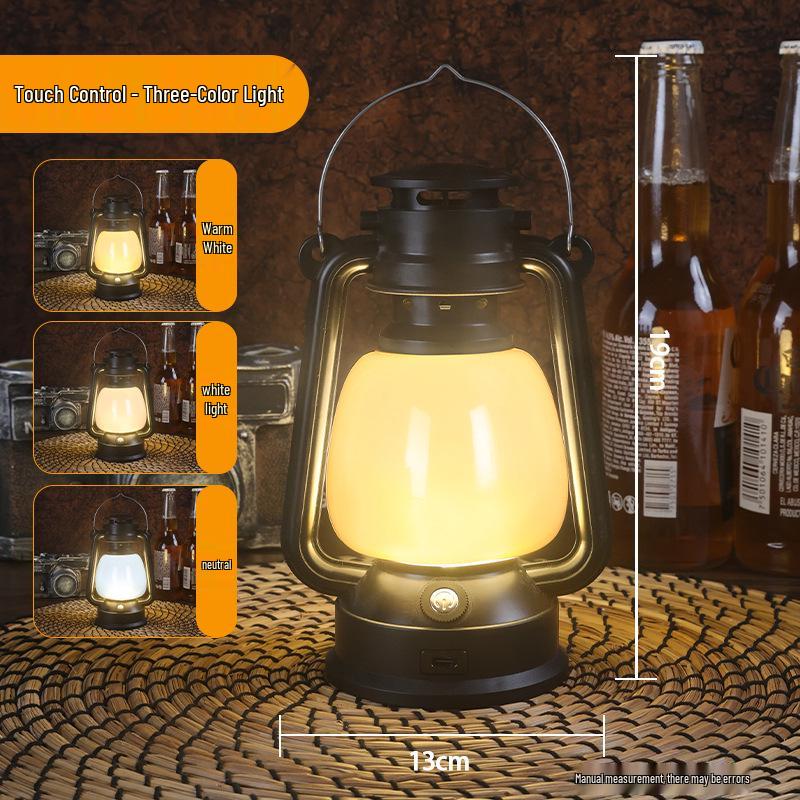 Cross-Border Retro Lantern: Charging Bar Table, Decorative Atmosphere, Outdoor Camping Desk Lamp