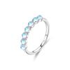MODIAN S925 Sterling Silver Moonstone Ring for Women, Korean Style with Zirconia, Stackable Elegant Index Finger Ring.