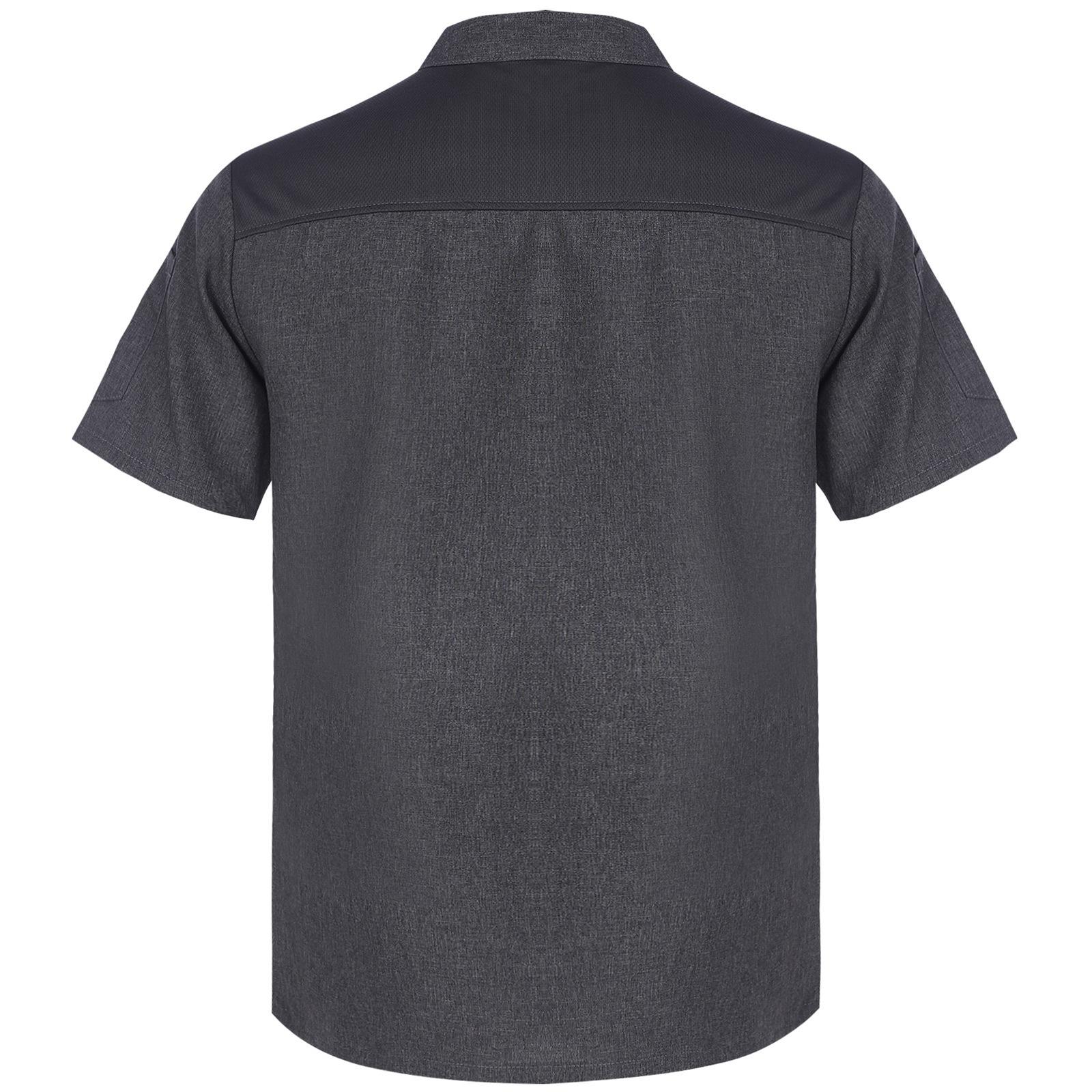 

Унисекс поварской халат с коротким рукавом и вышитыми буквами, воротник-стойка, кухонная униформа для персонала ресторана и отеля L темно-серого