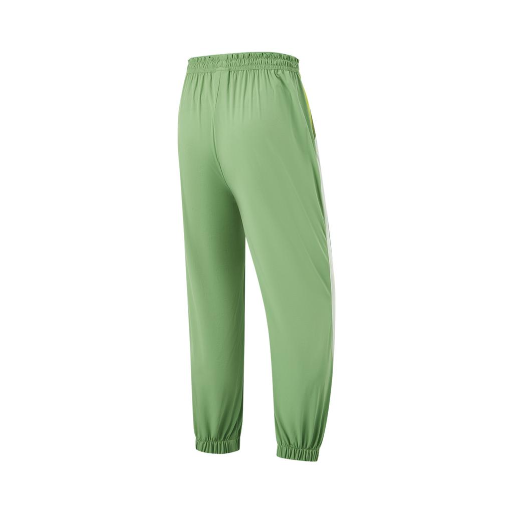 Li-Ning Fitness Series Color Block Mid-Rise Comfortable Versatile Breathable Tapered Knit Sports Pants Women Bottoms Stone-Moss-Green AYKU458-4