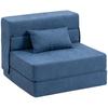 Floor Sofa, Upholstered Couch, Convertible into Mattress, Foam, Cushion, Dark Blue