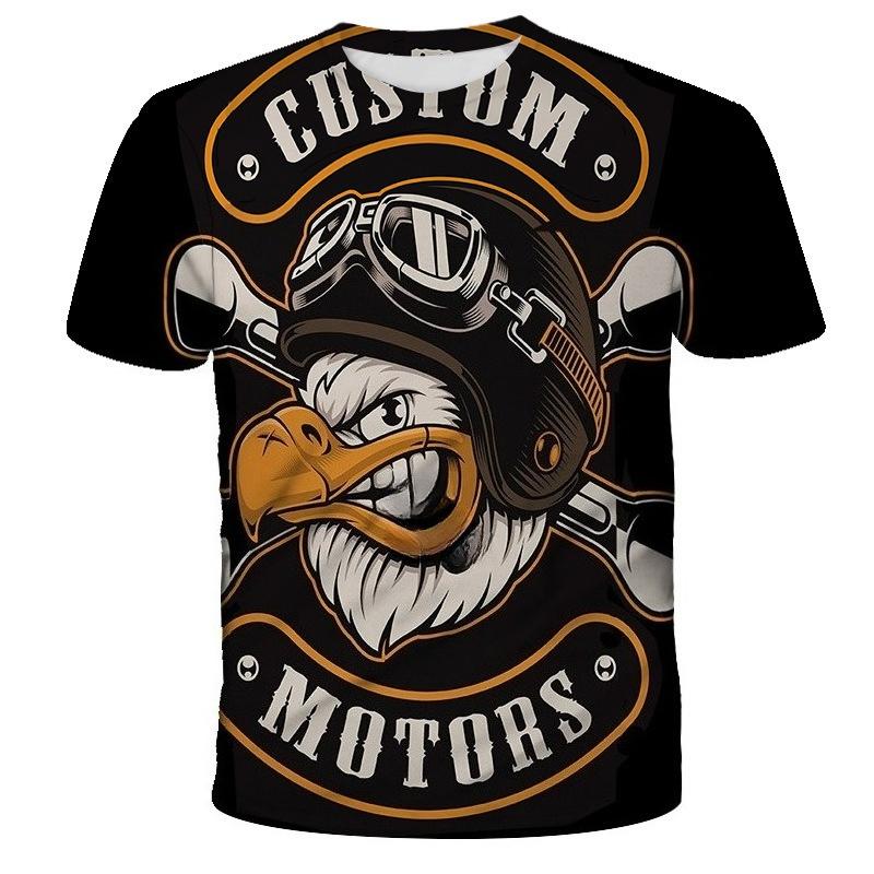 Летняя Свободная Серия Животных Орел 3D Цифровая Печать Удобная Мягкая Повседневная Футболка с Коротким Рукавом и Круглым Вырезом S