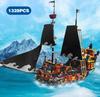 1424PCS Black Pirate Ship Building Blocks Skeleton Pearl Boat Model Assembly Bricks Toys Desktop Decoration Kids Birthday Gifts