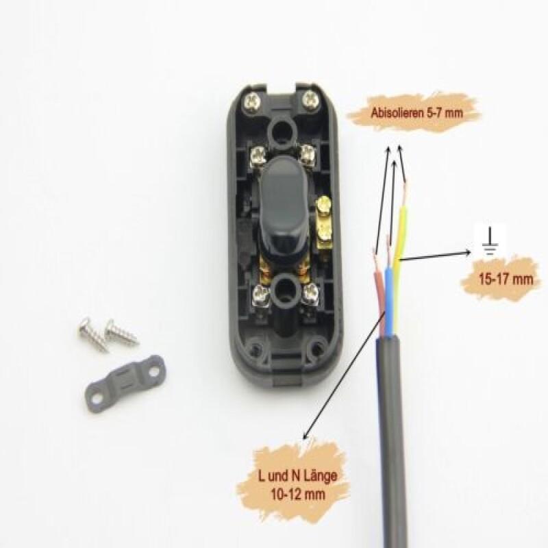 DIY ON/OFF Inline Switch 111V 6A Black/White Home Button Table Lamp Desk Light Cordless Cable Switch Electrical Accessories