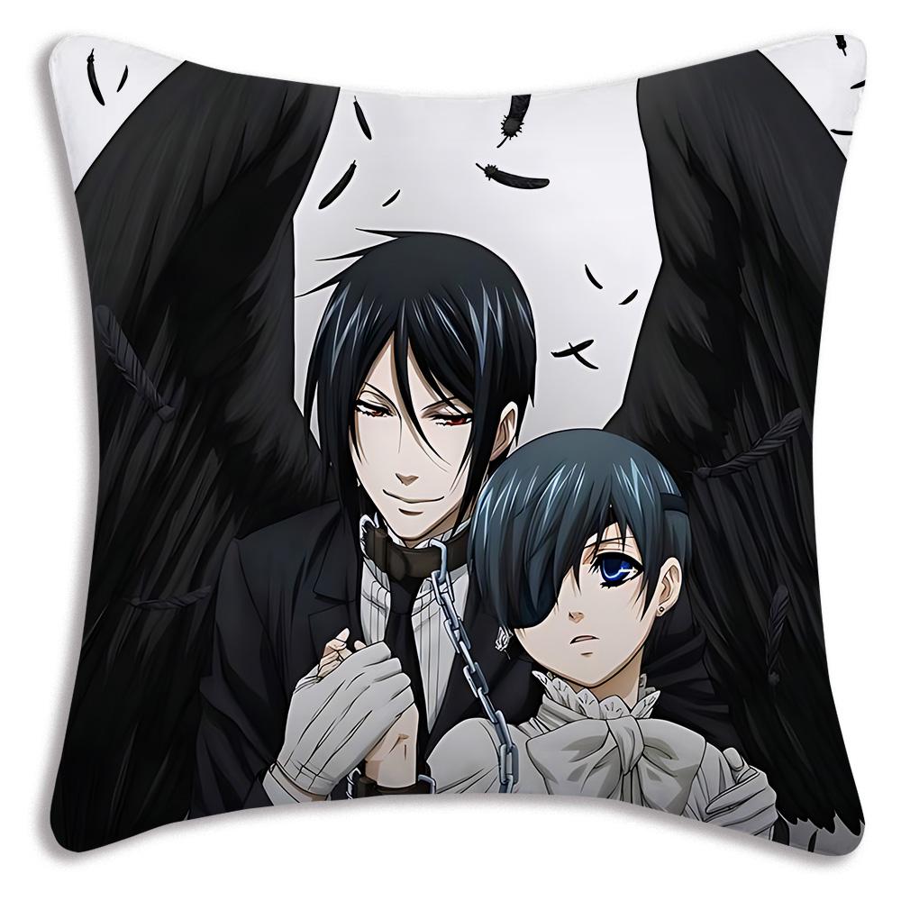 Anime Manga Black Butler Pillow Covers Cartoon Sofa Decorative Home Double-Sided Printing Short Plush Cute Cushion Cover