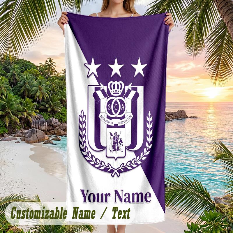 Beach Towel Anderlecht FC Print Custom Name Text Soft Towel for Swimming Pool