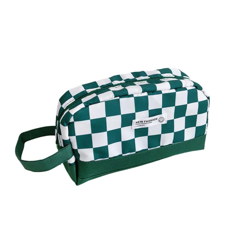 Checkered Pencil Pattern Case Large Capacity Stationery Makeup Cosmetic Gift Bag