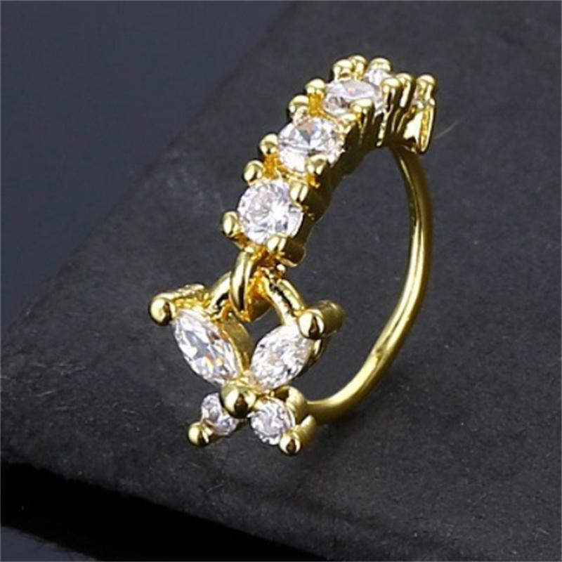 1Pc Inlaid With Stone Nose Ring Adjustable Nose Clip Butterfly Nose Ring Jewelry