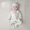 Pure Cotton Baby Bodysuit with Hand and Foot Covers, All-Season Newborn Romper, Baby Monk Outfit