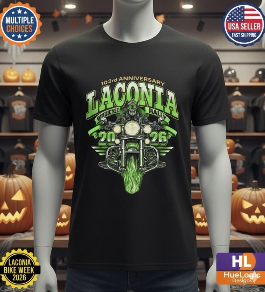 Laconia 2026 Bike Week Rally T-Shirt 103rd Anniversary HD Motorcycle Rally Tee Unisex T-Shirt S