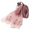Four Season silk wool scarf women hijab pashmina shawls wrap Bandana Blanket Floral Pashmina Embroidery Scarves Foulard
