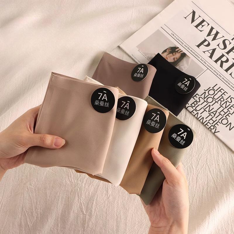 Women's Seamless Panties 7A Mulberry Silk Underpants Solid Color Panties High Stretch Mid-rise Underwear