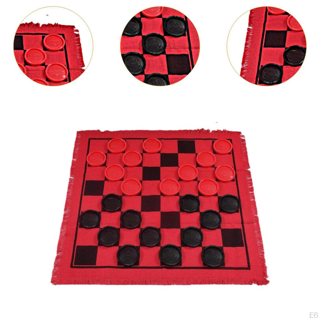 Checkers Board Game Set Draughts 3 in 1 Indoor Outdoor Yard Tic TAC Toe
