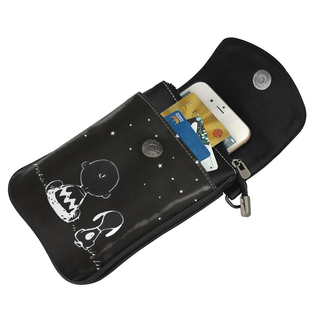 Snoopy smartphone genuine for women and This and popular mini pouch can be used as a crossbody bag or high x wide x 4cm [MINIER] pouch, leather, men.