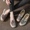 Embroidered Ethnic Style Women's Slip-On Canvas Shoes Breathable Linen Soft Bottom Flat Heel Casual Footwear