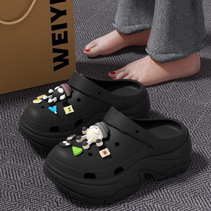 7.0CM small man height-increasing thick-soled hole shoes summer beach slippers can be worn outside high-end cool slippers women's models