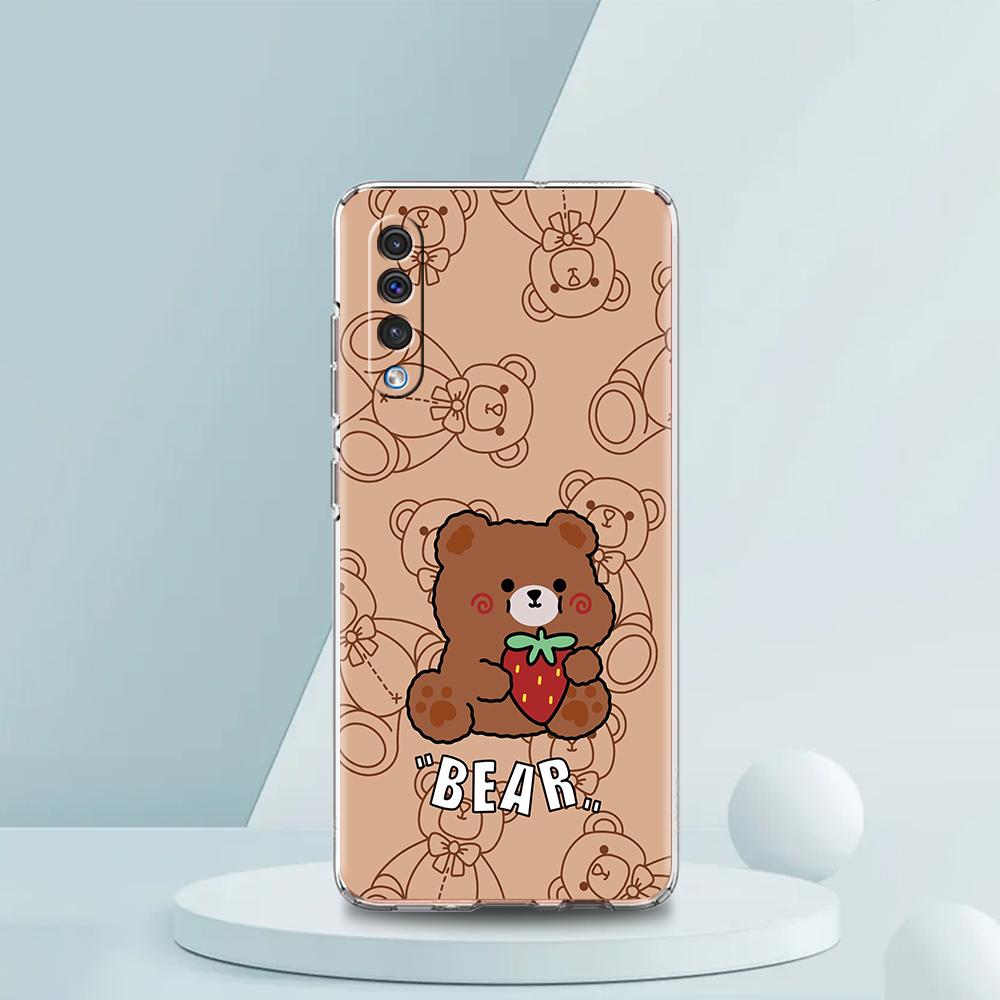 Cute BEAR Phone Case For Samsung A54 A52 A50 A70 A10 A30 A40 A20S A20E A02S A12 A14 A22 A42 A72 A34 A32 5G A04s Soft Clear Cover