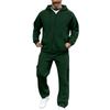 Men's Casual Two Piece Outdoor Set - Pullover Sweatshirt with Elastic Waist Cargo Pants