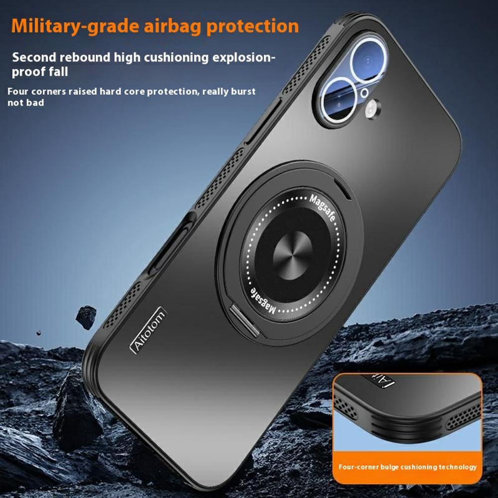 For iPhone 16 Case Compatible with MagSafe Kickstand TPU+PC Heat Dissipation Phone Cover