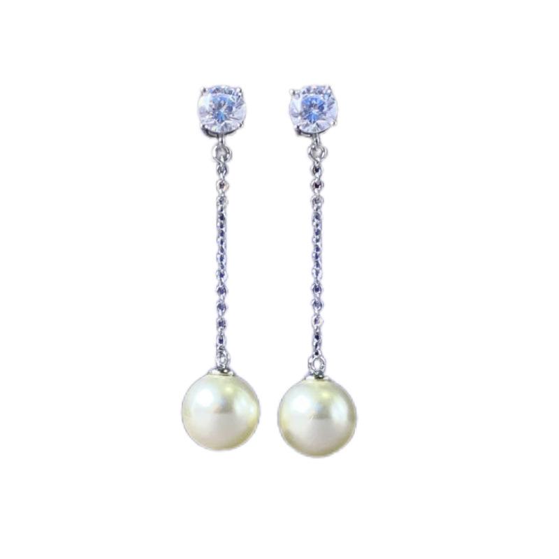 Hypoallergene S925 Silber Quasten Perlen & Diamant Ohrstecker