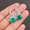 Green Onyx Cab Gemstone 925 Sterling Silver Jewelry Women Earrings1.64" For Gift CE-1-32