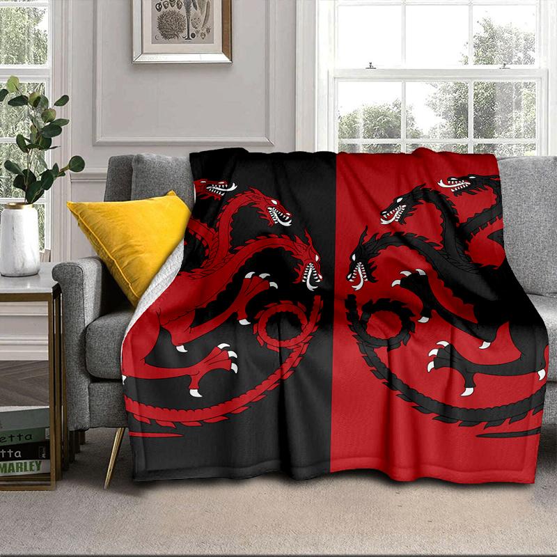 Thrones Dragon Fire And Blood Blanket Flannel Blanket for Bed, Sofa, Camping, Hiking, Picnic Essentials, Gift for Family Fan Gifts