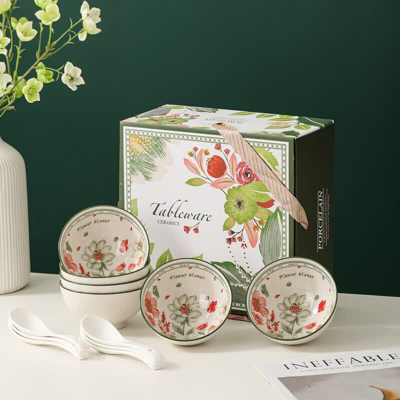 Jinzhiyuan Jade Lily Ceramic Tableware Set