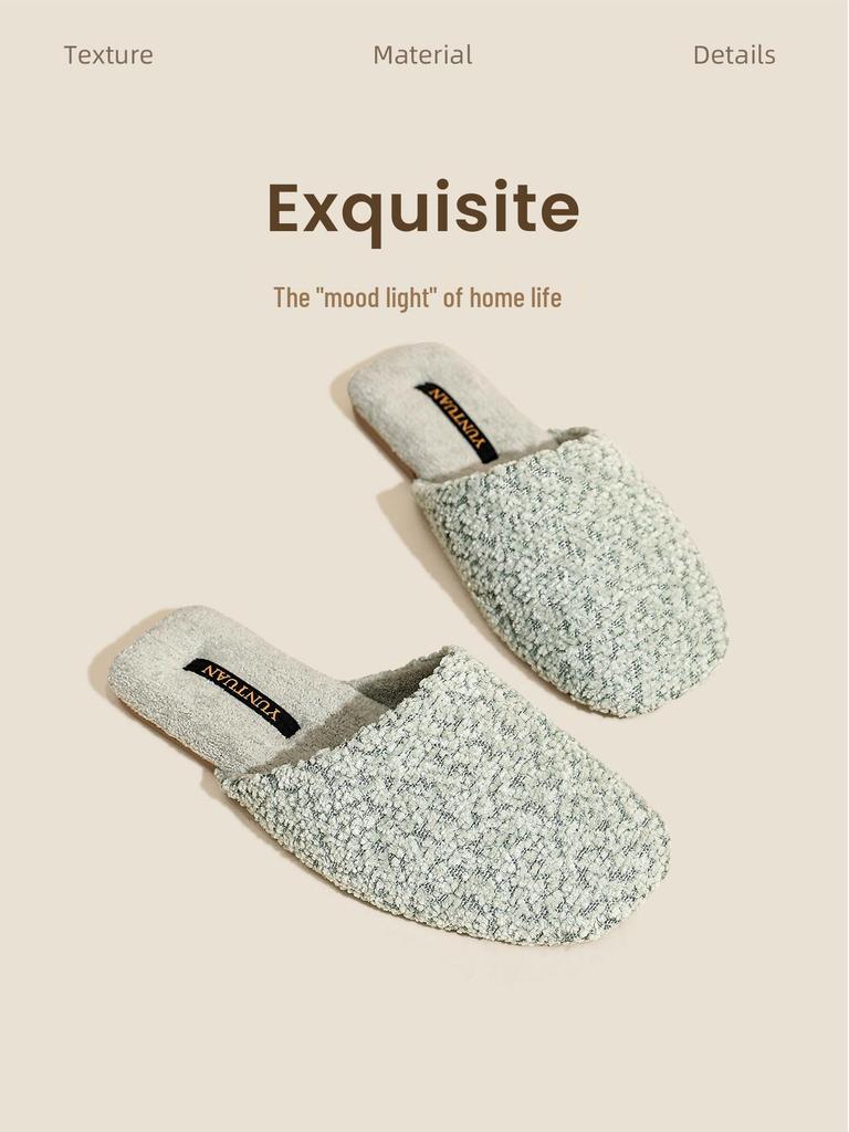 Weiche Samt-Indoor-Hausschuhe mit Anti-Rutsch-Sohle für Damen & Herren - Warm, hautfreundliche Baumwolle für Herbst & Winter