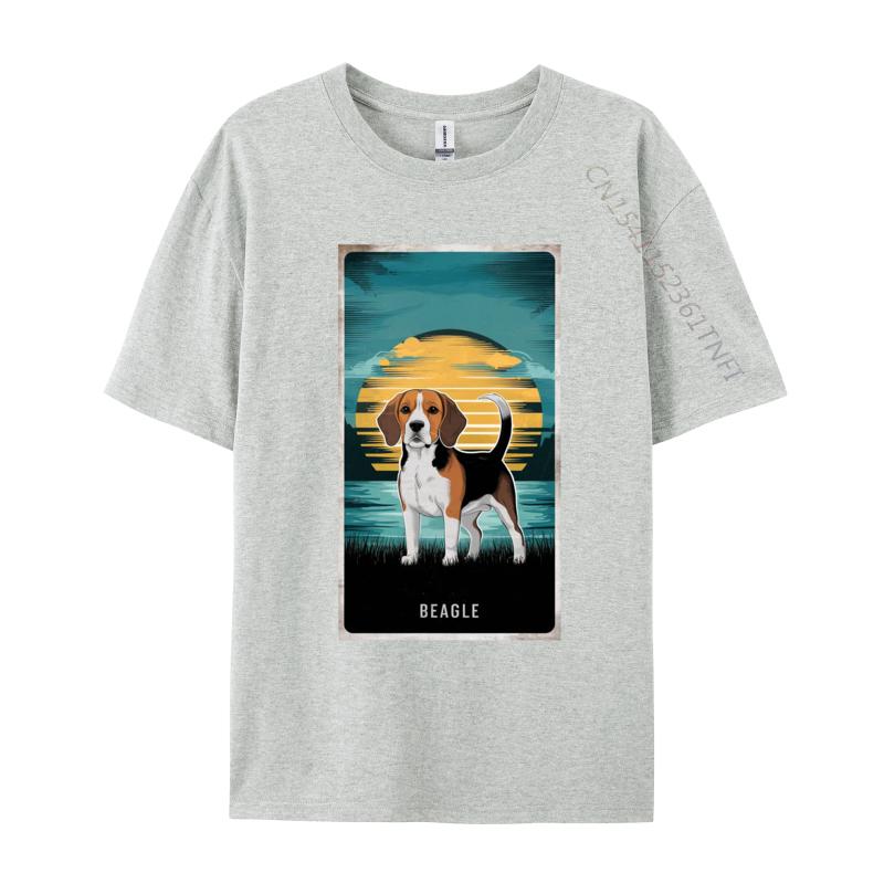 Classic Beagle Sunset TShirt Men Coupons Printed Tops  Tees Cotton T Shirts Cute Dog Anime Tshirts