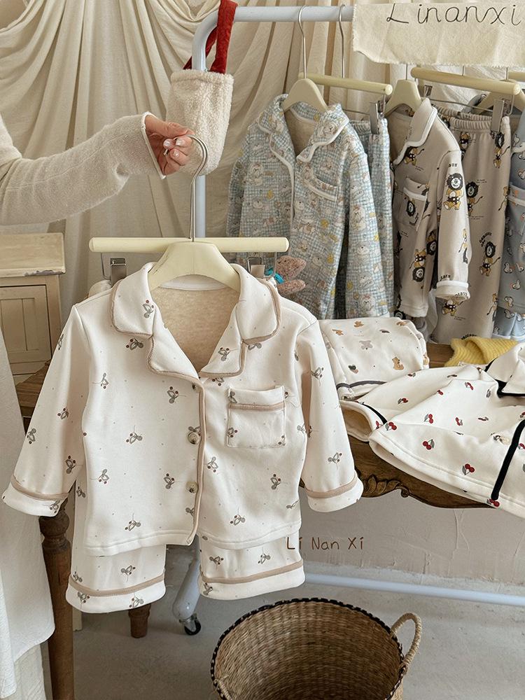 88233 Kids' Warm Fleece Pajama Set 2025 - Boys' Winter Homewear