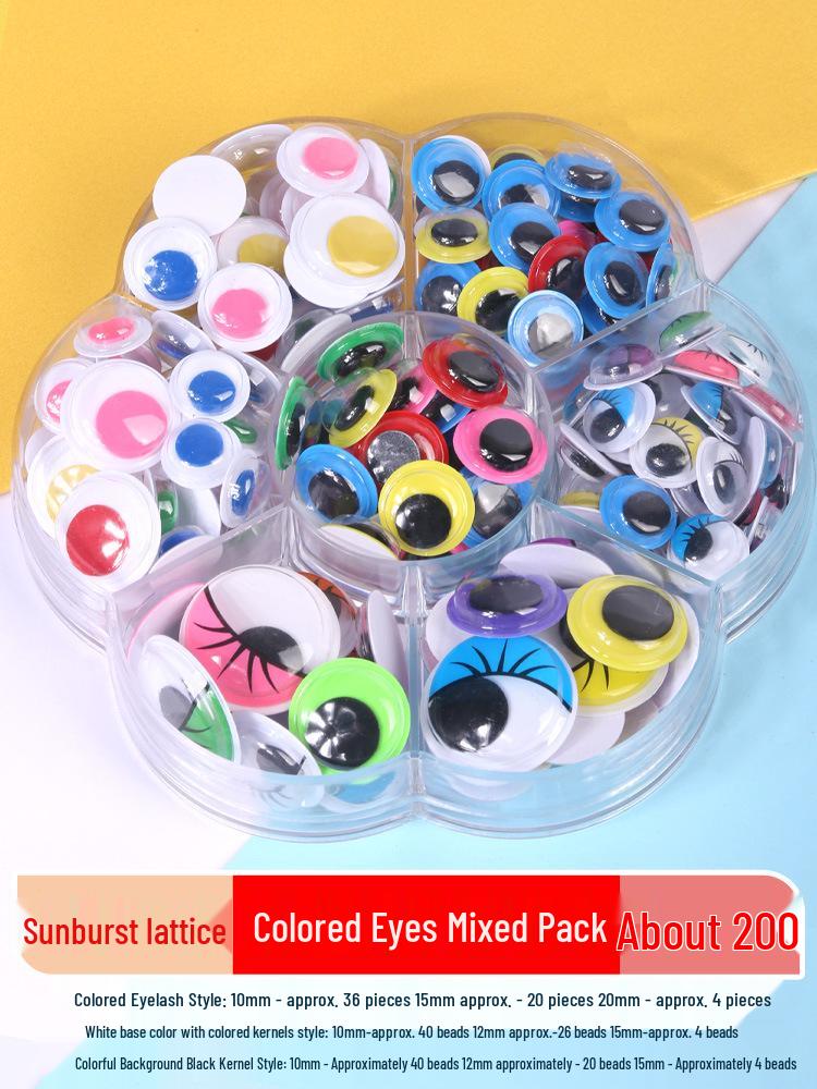 Kids' DIY Colored Eye Stickers for Crafting: Animal-Themed Black and White Eyeballs