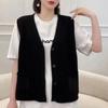 Women's Knitted Vest with Pocket Autumn and Winter New Sweater Korean Version V-neck Loose Vest Top