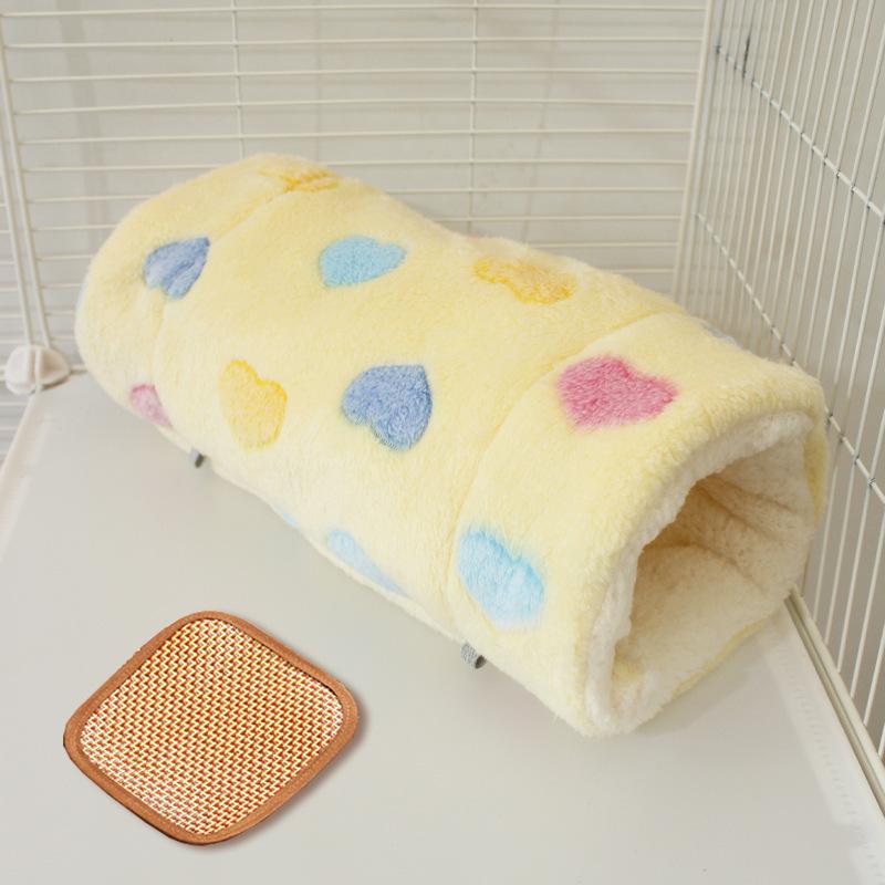 Small Pet Fleece Tunnel & Hammock: Hamster, Rat, Sugar Glider, Guinea Pig Hideout & Bed