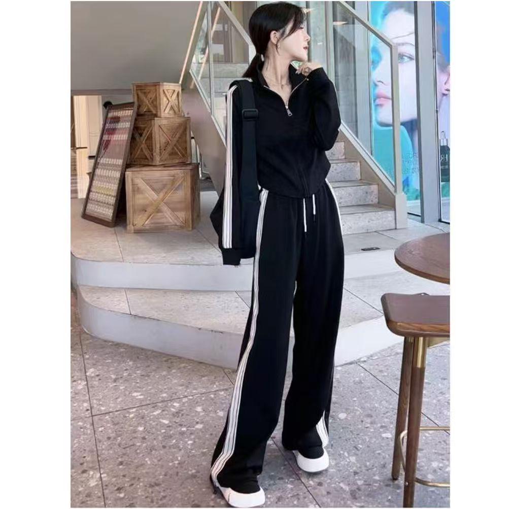 Ensemble de survêtement deux pièces amincissant pour femme automne 2025 chic européen avec col montant