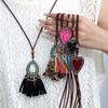 Bohemian Tassel Flower Pendant Retro Ethnic Necklace - Handmade Long Woven Design