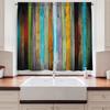 Lunarable Colorful Kitchen Curtains Vertical Wood Planks Carpentry Oak Timber Country Life Window Drapes Panel Set Curtain Rustic Polyester Washable