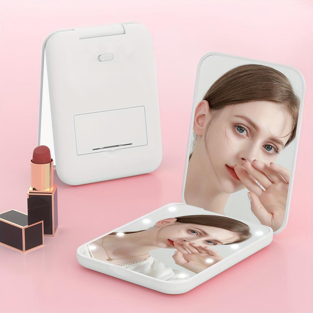 Mini Compact Led Makeup Mirror With Light 3X Magnifying Small Pocket Portable Travel Pink Black Foldable Cosmetic Vanity Mirrors