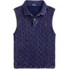 Polo Solid Slim Fit Sleeveless Polo Shirt Women Tops Navy-Blue WMPOKNINB920239-410
