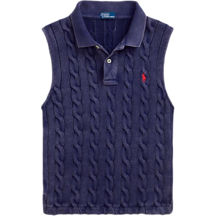 

Женская майка-поло без рукавов Polo Ralph Lauren однотонная приталенная темно-синяя WMPOKNINB920239-410 M