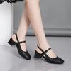 women fashion elegant plus size beige patent leather spring slip on square heel shoes lady cute black footwear ab564