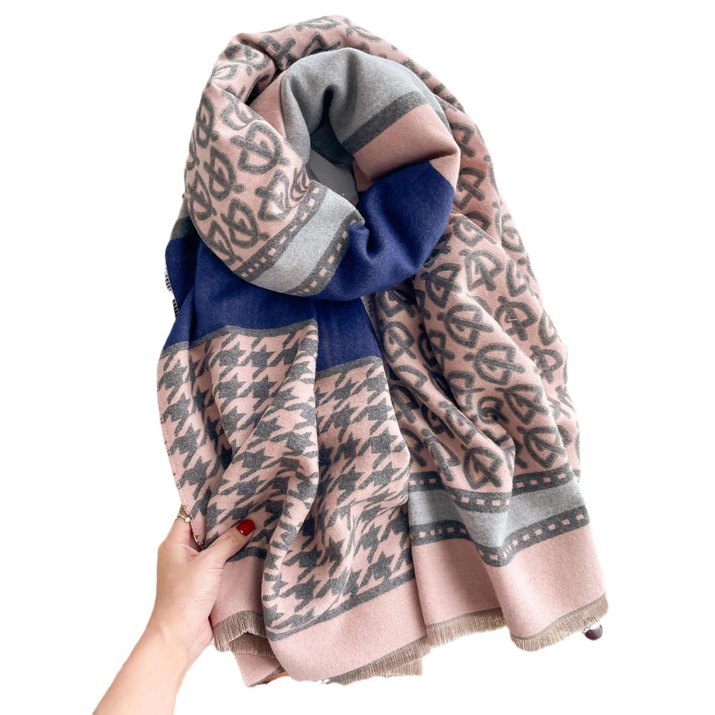 Letter Imitation Cashmere Scarf Female Internet Celebrity Korean Version Warm Scarf Versatile Shawl Color Matching Popular Scarf