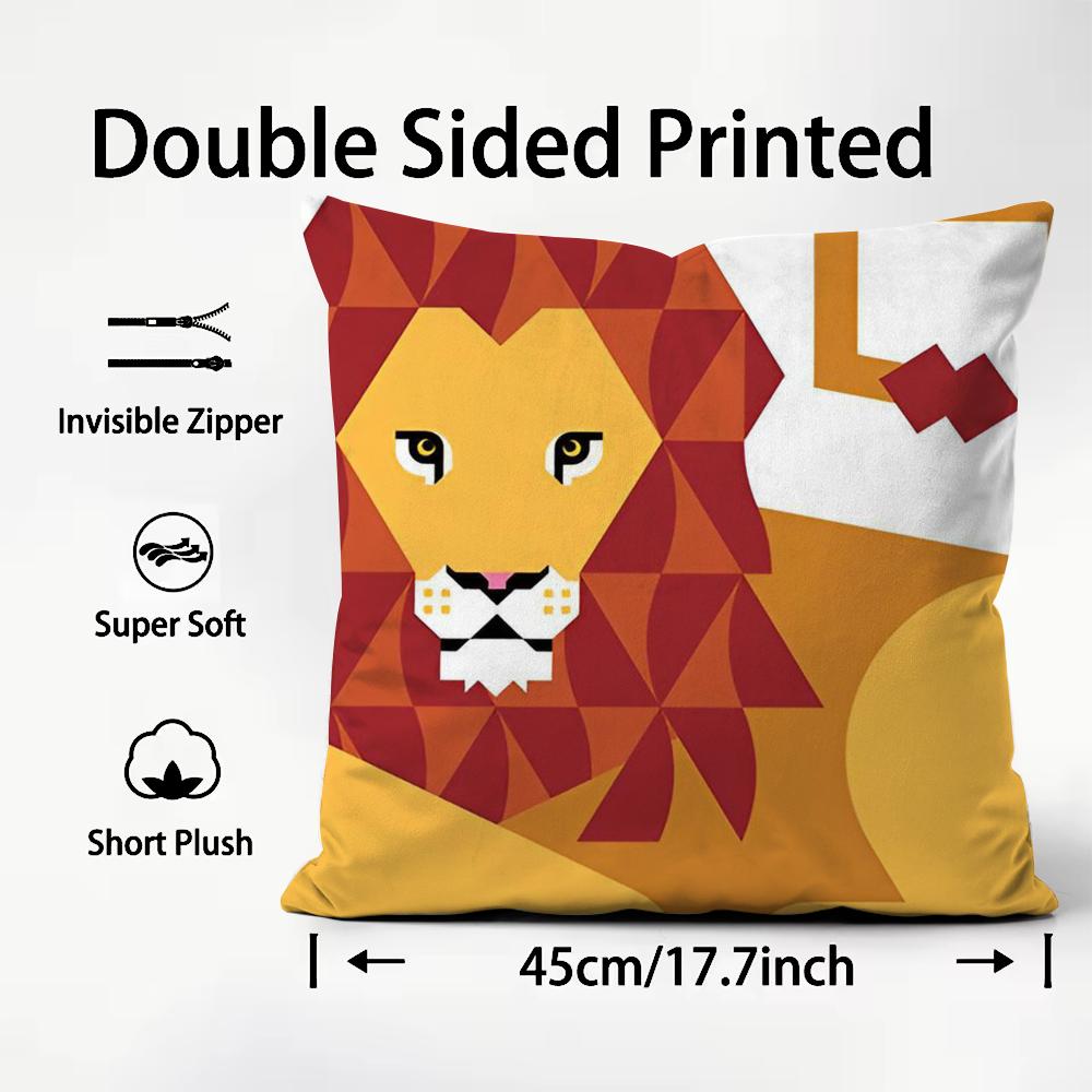 Simple Animal Anime Art Cushion Cover Plush Fabric Soft DoubleSided Printed Sofa Warm Winter Home Child Gift Pillow Case