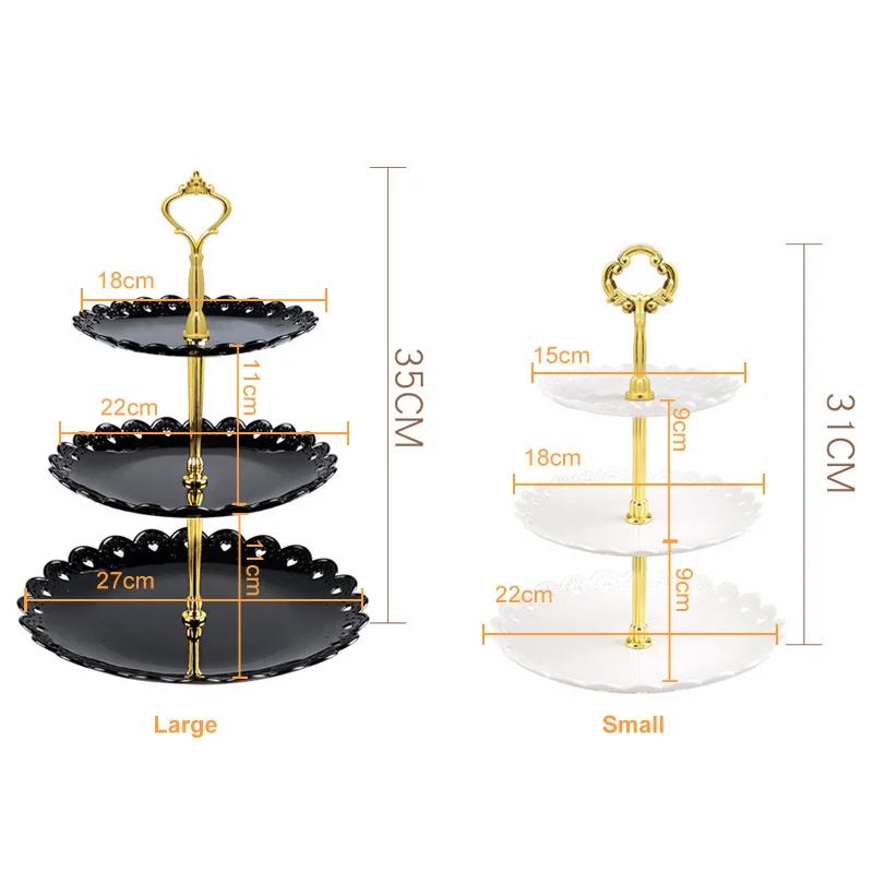3 Tier Plastic Pastry Stand Cupcake Fruit Candy Dessert Table Display Set Tiered Tray for Wedding Birthday Tea Party Decoration