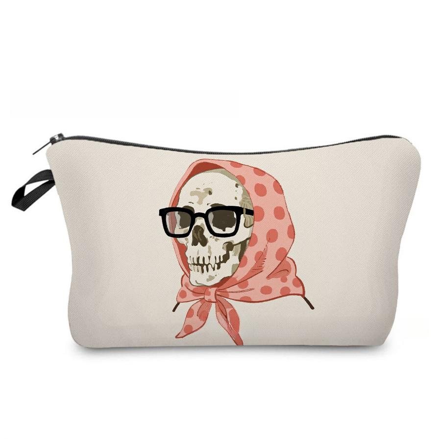 

Women Skull Print Cosmetic Bag Toiletries Organize Travel Storage Case 6867 KTB