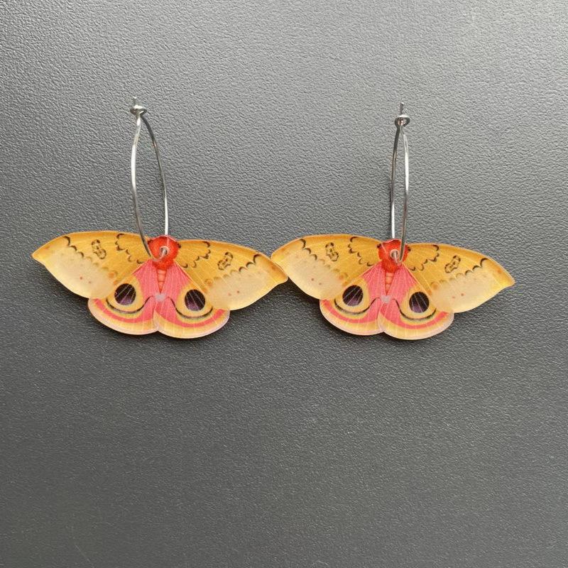 1Pair Cute Butterfly Woman Dangle Earrings Acrylic Gradient Colorful Moth Drop Earrings for Y2K Girl Birthday Gift
