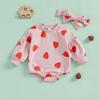 Citgeett Autumn Infant Baby Girls Spring Bodysuit Long Sleeve Print Jumpsuit Headband Fall Casual Clothes