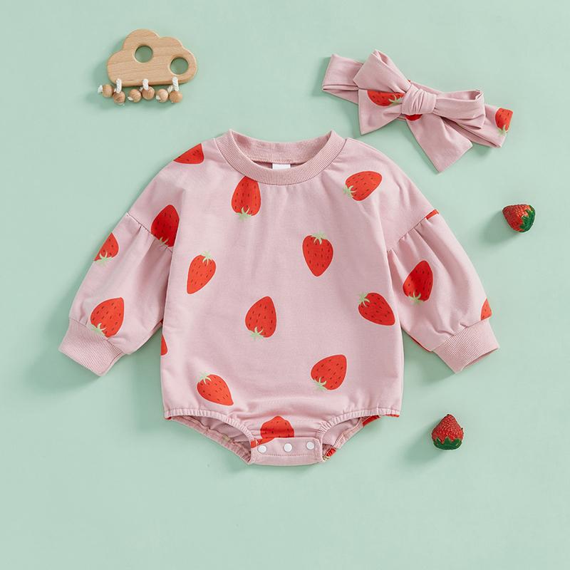 Citgeett Autumn Infant Baby Girls Spring Bodysuit Long Sleeve Print Jumpsuit Headband Fall Casual Clothes